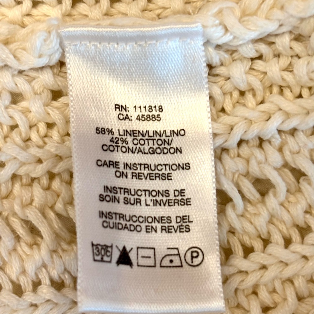 Michael Kors Linen Cotton Open Front Cardigan Sweater Knit Cream Ivory White L - Picture 8 of 13
